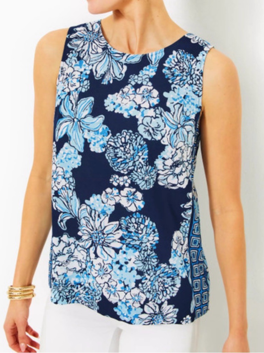 Lilly Pulitzer Iona Sleeveless navy floral top